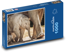 Slon - slůně, mazlíček Puzzle 1000 - 60x46 cm