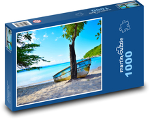 Loď na brehu - pláž, more Puzzle 1000 dielikov - 60 x 46 cm 