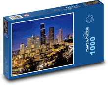 Osvetlené budovy - mesto, noc Puzzle 1000 dielikov - 60 x 46 cm