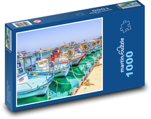Rybářské lodě - přístav, moře Puzzle 1000 dílků - 60 x 46 cm