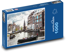 Miasto - kanał, Amstrdam Puzzle 1000 elementów - 60x46 cm