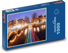 Amstrdam - kanály, Nizozemí Puzzle 1000 dílků - 60 x 46 cm