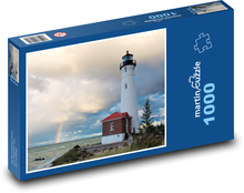 Leuchtturm - Meer, Regenbogen Puzzle 1000 Teile - 60 x 46 cm