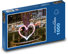 Vánoční srdce - dekorace, osvětlení Puzzle 1000 dílků - 60 x 46 cm