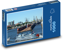 Žeriavy na lodi v prístave Puzzle 1000 dielikov - 60 x 46 cm 