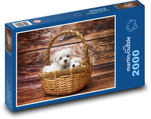 Zwei süße Welpen in einem Korb Puzzle 2000 Teile - 90 x 60 cm