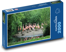 Rosa Flamingos auf einer Zoo-Insel Puzzle 2000 Teile - 90 x 60 cm