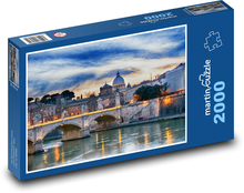 Rím, most a rieka pri západe slnka Puzzle 2000 dielikov - 90 x 60 cm