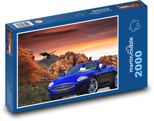 Orel letící nad sportovním autem Puzzle 2000 dílků - 90 x 60 cm