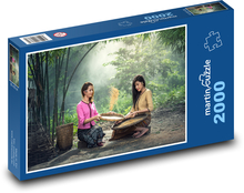 Asijská tradice – Sklizeň a třídění rýže Puzzle 2000 - 90x60 cm