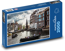 Amsterdam i jego kanały, Holandia Puzzle 2000 elementów - 90x60 cm