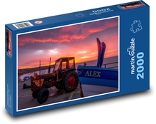 Traktor und Sonnenuntergang im Hafen Puzzle 2000 Teile - 90 x 60 cm