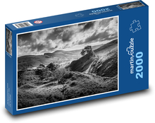 Berglandschaft in Schwarz-Weiß mit Tal Puzzle 2000 Teile - 90 x 60 cm