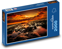 Západ slunce nad skalnatém pobřeží Puzzle 2000 dílků - 90 x 60 cm