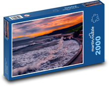 Fale na morzu o zachodzie słońca Puzzle 2000 elementów - 90x60 cm