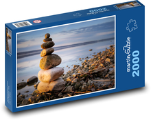 Kamenná veža na brehu jazera Puzzle 2000 dielikov - 90 x 60 cm