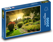 Romantická zahrada a západ slunce Puzzle 2000 dílků - 90 x 60 cm