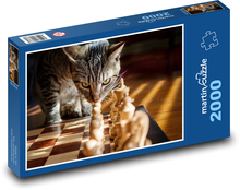 Katze und Schach Puzzle 2000 Teile - 90 x 60 cm
