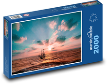 Osamocená plachetnice na moři Puzzle 2000 dílků - 90 x 60 cm