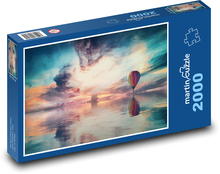Teplovzdušný balón letiaci nad morom Puzzle 2000 dielikov - 90 x 60 cm