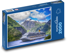 Výletna loď v zálive, Nórsko - Fjordy Puzzle 2000 dielikov - 90 x 60 cm