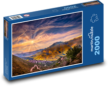 Grécko - dediny, kopce, príroda Puzzle 2000 dielikov - 90 x 60 cm