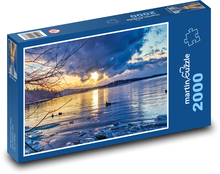 Západ slnka nad zamrznutým jazerom Puzzle 2000 dielikov - 90 x 60 cm