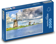 Holandsko - větrné mlýny Puzzle 2000 dílků - 90 x 60 cm