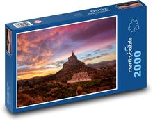 Sonnenuntergang über der steinernen Burg Puzzle 2000 Teile - 90 x 60 cm