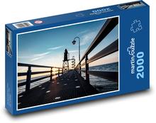 Leuchtturm-Pier bei Sonnenuntergang Puzzle 2000 Teile - 90 x 60 cm