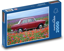 Czerwony samochód retro Puzzle 2000 elementów - 90x60 cm