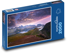 Horská krajina při západu slunce, Norsko Puzzle 2000 dílků - 90 x 60 cm