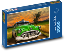 Zelené taxi při západu slunce Puzzle 2000 dílků - 90 x 60 cm