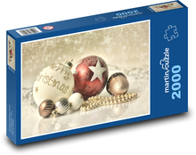 Vianočné gule - ozdoba, vianoce Puzzle 2000 dielikov - 90 x 60 cm