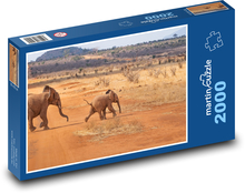 Sloni - safari, Afrika Puzzle 2000 dílků - 90 x 60 cm