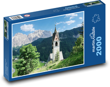 Kostol - krajina, hory Puzzle 2000 dielikov - 90 x 60 cm