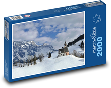 Zimná krajina - kostol, sneh Puzzle 2000 dielikov - 90 x 60 cm
