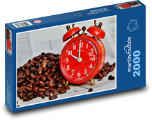 Červený budík, čas na kávu Puzzle 2000 dielikov - 90 x 60 cm