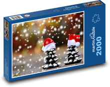 Boże Narodzenie - jodła, śnieg Puzzle 2000 elementów - 90x60 cm