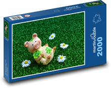Šťastné prase - štěstí, čtyřlístek Puzzle 2000 dílků - 90 x 60 cm
