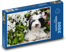 Pes - zviera, kvety Puzzle 2000 dielikov - 90 x 60 cm