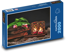 Tulipány - sviečka, jar Puzzle 2000 dielikov - 90 x 60 cm