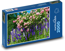 Różowe róże - ogród, kwiaty Puzzle 2000 elementów - 90x60 cm