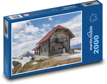 Chata - hory, sneh Puzzle 2000 dielikov - 90 x 60 cm