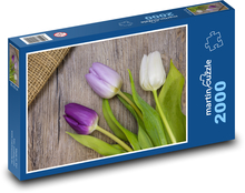 Lila Tulpen - Frühling, Blume Puzzle 2000 Teile - 90 x 60 cm
