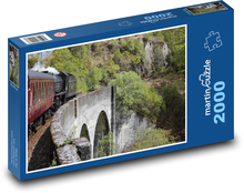 Parní vlak - akvadukt, železnice Puzzle 2000 dílků - 90 x 60 cm