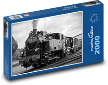 Parní lokomotiva - vlak, železnice Puzzle 2000 dílků - 90 x 60 cm