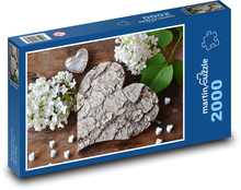 Srdce - dřevo, šeřík Puzzle 2000 dílků - 90 x 60 cm