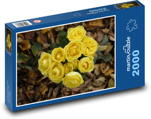 Žlutá růže - kytice, podzim Puzzle 2000 dílků - 90 x 60 cm