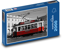 Tramvaj - Lisabon, kolejnice Puzzle 2000 dílků - 90 x 60 cm